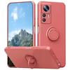 For Xiaomi 12T 5G/Redmi K50 Ultra 5G Ring Kickstand Liquid Silicone Phone Case Cell Phone Cover with Lanyard