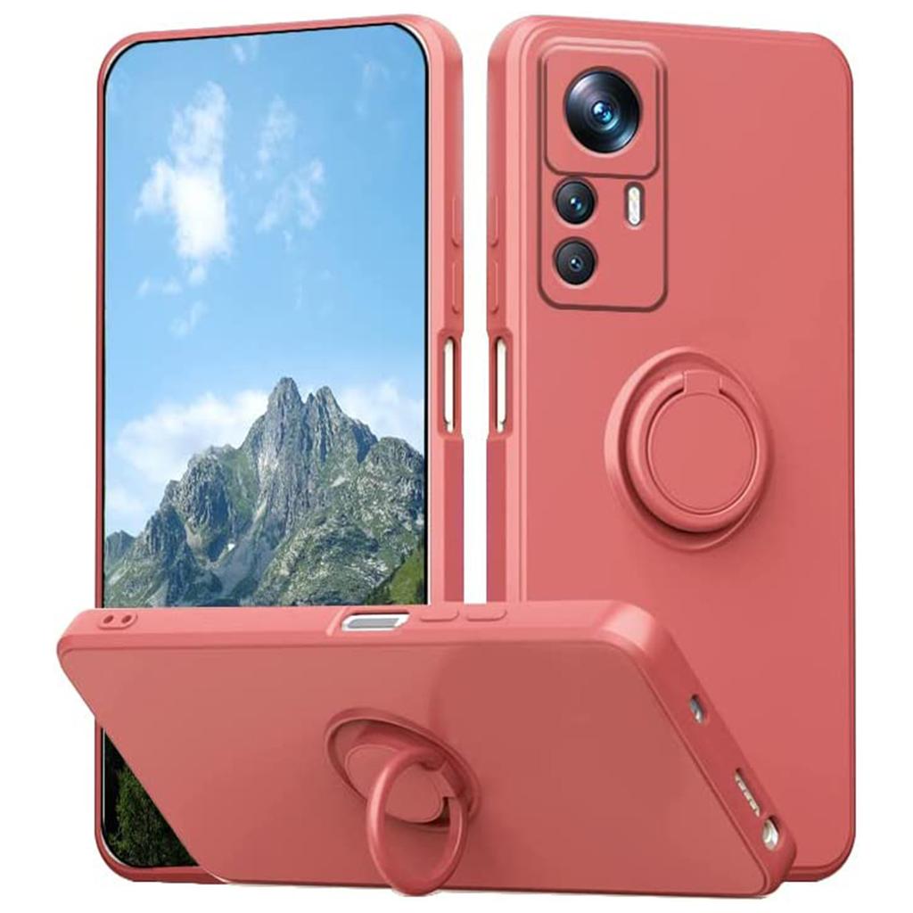 For Xiaomi 12T 5G/Redmi K50 Ultra 5G Ring Kickstand Liquid Silicone Phone Case Cell Phone Cover with Lanyard