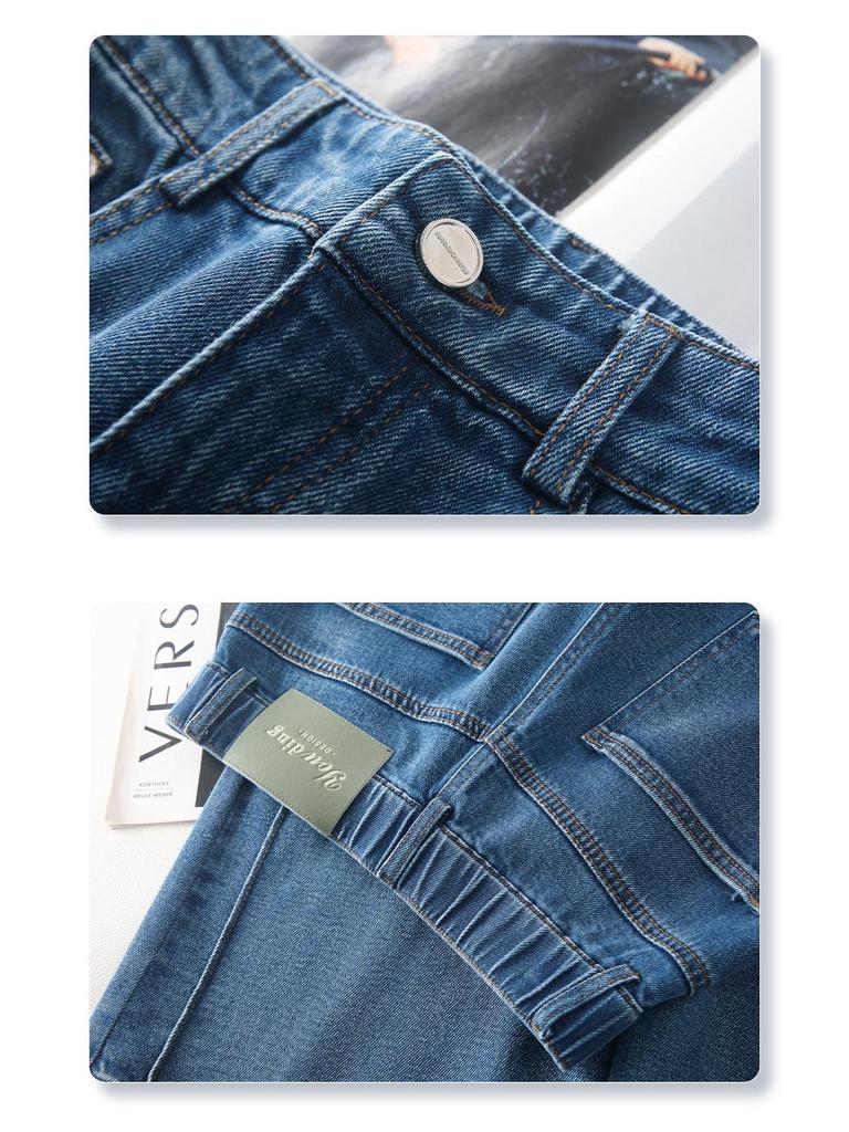 Women's 2025 Spring Retro High-Waisted Wide-Leg Cropped Jeans