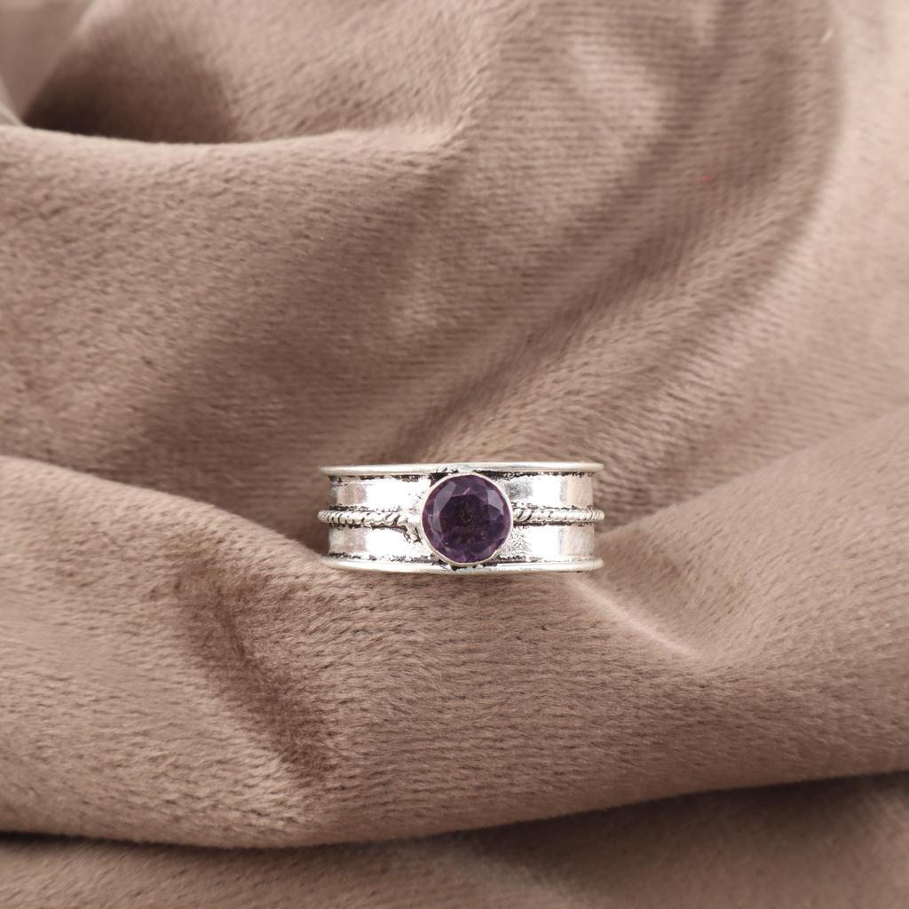 Wunderschöner afrikanischer Amethyst Edelstein Silberschmuck, Handgefertigter erstaunlicher Silberring, 925 Sterlingsilberring, Geschenk für Katholiken