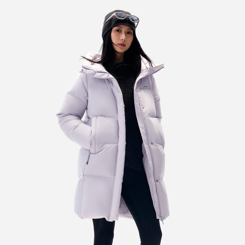 Li Ning Hot Pot Down Jacket Series Sports Fashion Versatile Casual Windproof Water-Resistant Hooded Down Jacket Women outerwear AYMV406-5