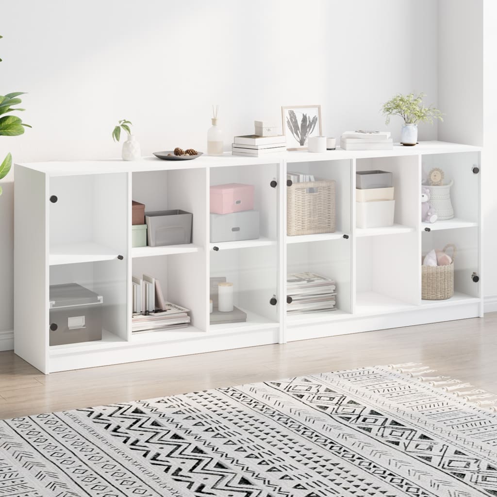 Book Cabinet with Doors White 204x37x75 Cm Engineered Wood