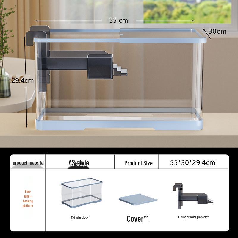 Versatile Desktop Turtle & Fish Aquarium with Basking Platform and Integrated Circulation System