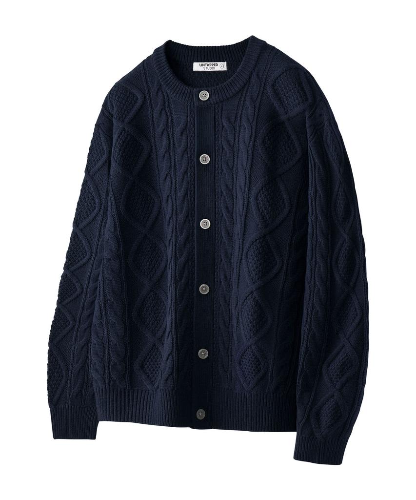 UNTAPPED STUDIO Oversized Aran Cable Round Knit Cardigan 5 Colors