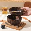 Natural Coconut Shell Bowl South East Asia Vietnam Coconut Shell Bowl Wooden Spoon Hainan Old Coconut Bowl Spoon Set