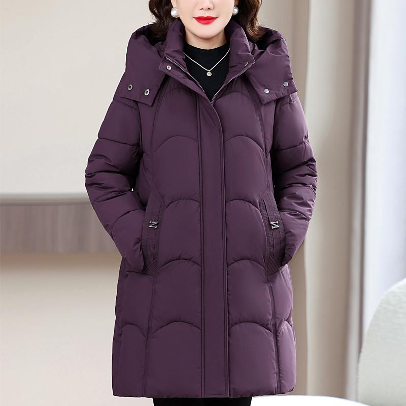 Women Plus Size Long Hooded Padded Coat Winter Warm Ladies Cotton Outerwear Jacket