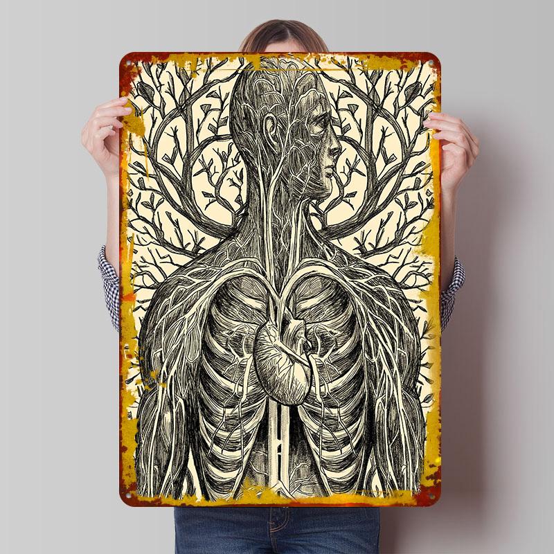 

Human Anatomy Tree Tinplate Poster Customized Wall Art Vintage Retro Metal Signs for Decoration At Home Decor Items Man Cave 20x30cm（7.8x11.8inch）