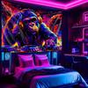Dynamischer DJ Gorilla Fluoreszierendes Wandteppich Drehe deinen Raum UV-Wandteppich Wandbehang Schlafzimmer Zuhause Party Dekoration
