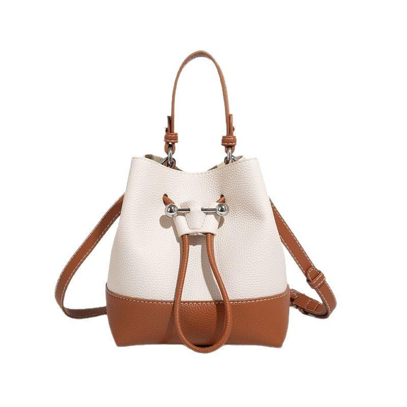 Niche Design Retro Drawstring Bucket Bag for Women 2025 Summer New High-end Handheld Shoulder Crossbody Bag for Women