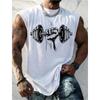 Fashionable Comfortable Sleeveless Dumbbell Pattern Vest 3D Print Streetwear Tops Loose Casual Sport Breathable Oversized Round Neck Men's Vest