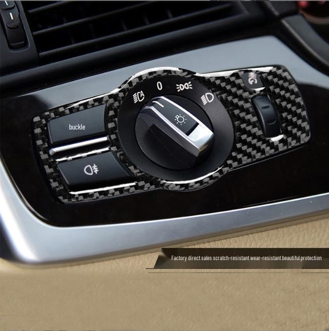BMW 5-serie F10F18 Dekorram för strålkastarbrytare i kolfiber