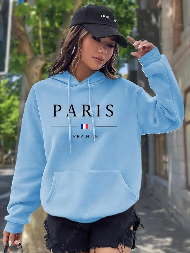 PARIS Grafische Buchstaben Hoodies Damen Kapuzenpullover Pullover Oberteil Ästhetisch Y2K Street Sportbekleidung Damen Hoodie ROSA SCHWARZ