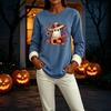 Women's Long Sleeve Pullover Round Neck Halloween Print Winter Casual Top