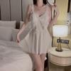 Women's Sleeping Autumn and Winter Butterfly Velvet Solid Color Mini Dress with Breast Pad Soft Casual Robe Suit for Women