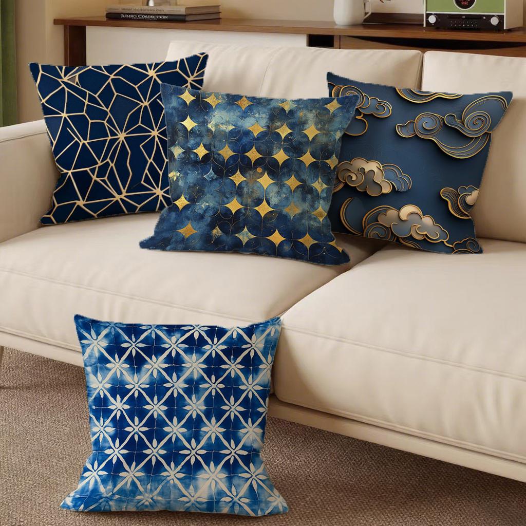 Geometric blue pillowcasesSuitable for sofa car bedroom decorative cushion cover pillow cover