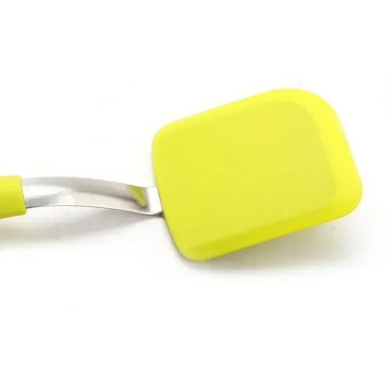 Food Grade Silicone Frying Fish Spatula Cooking Tools Stainless Steel Handle Silicone Frying Spatula Kitchen Tool