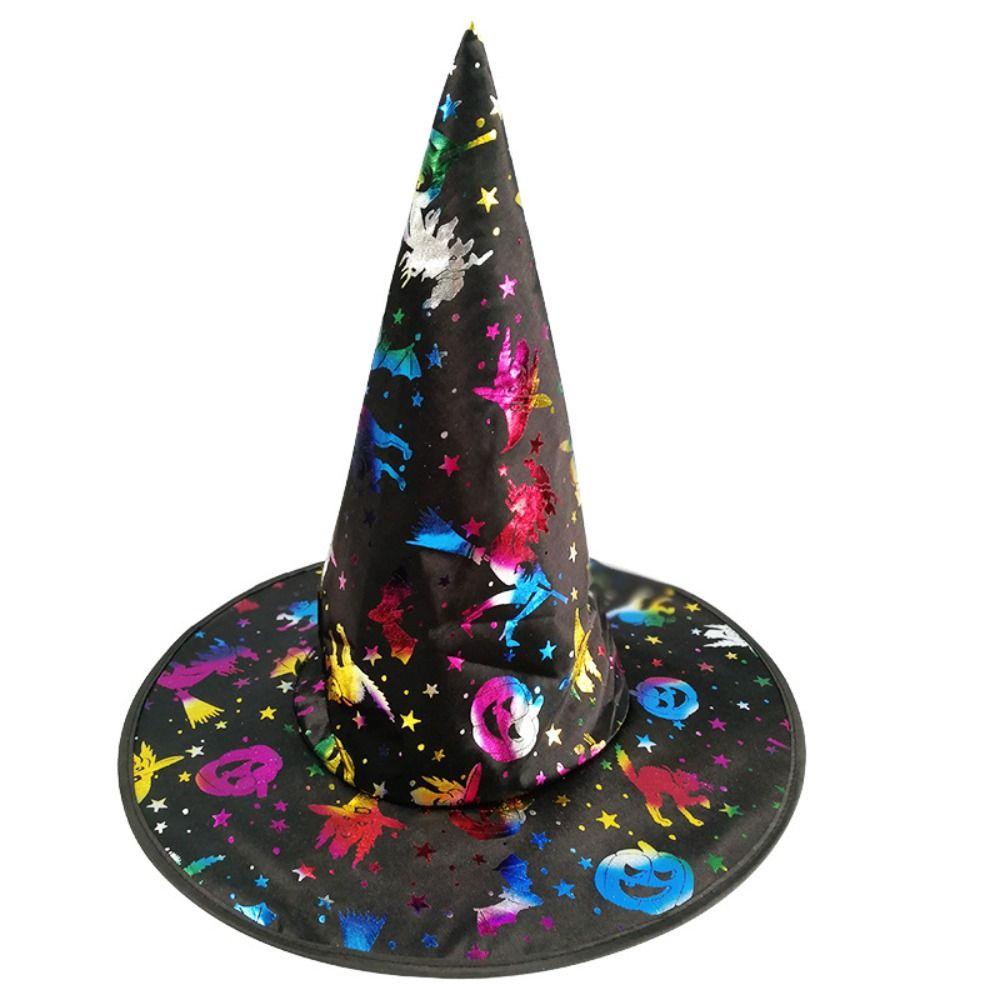 Skull Pattern Halloween Witch Hat Colorful Halloween Cosplay Accessories Children Wizard Cap  Kids