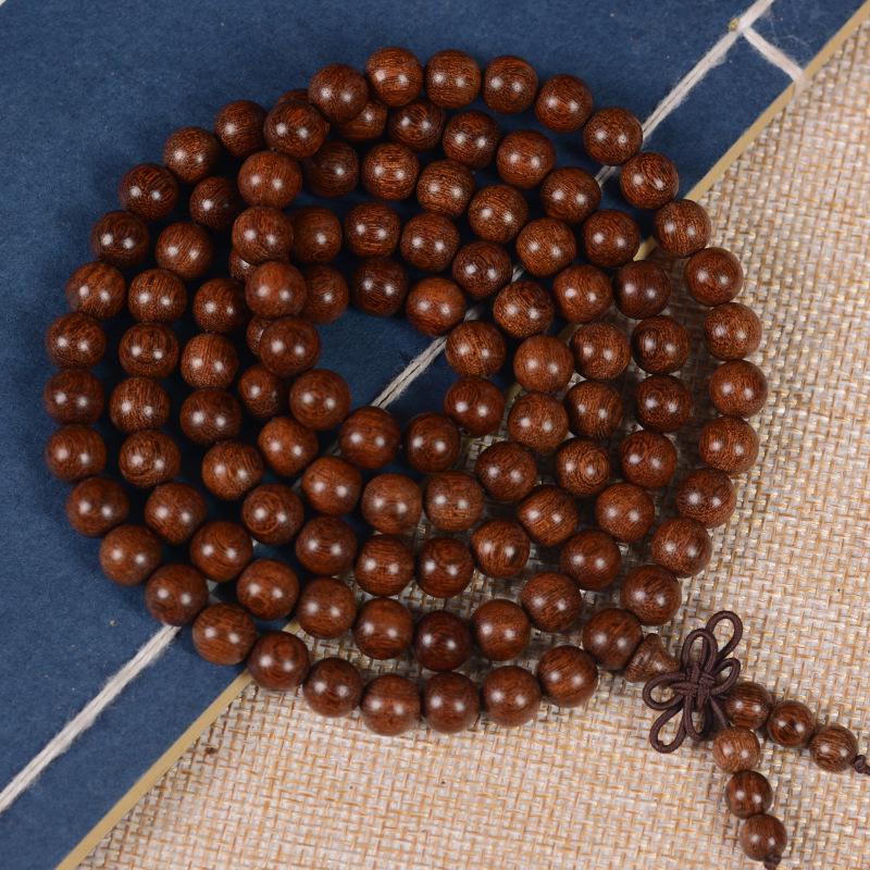 Golden Sandalwood 2.0 Bead Bracelet: Wooden Prayer Jewelry for Men, Women, Couples.