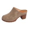 Women'S Retro Suede Mid Heel Mules With Chunky Heels And Vintage Stitching. Wedding Beach Sandals For Women Sandals Women Sexy