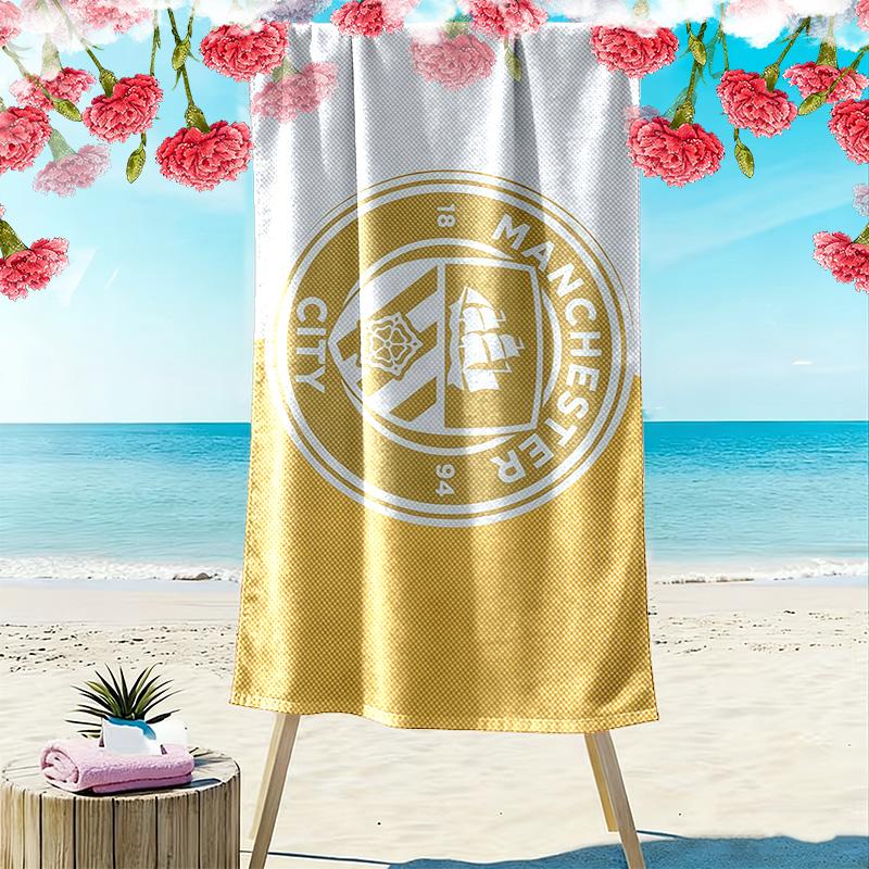 Manchester City Football Club Print Beach Towel, Large Soft Quick Dry Towel for Beach Camping Swimming