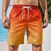 Full Print Gradient Color Beach Shorts For Men 3D Printed Men's Summer Casual Vacation Board Shorts Loose Surf Swim Trunks