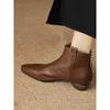Small Pointed Ankle Bare Boots After Autumn And Winter Zipper Thick Heel Medium Heel Short Boots Versatile Huge Soft Single Boots Women