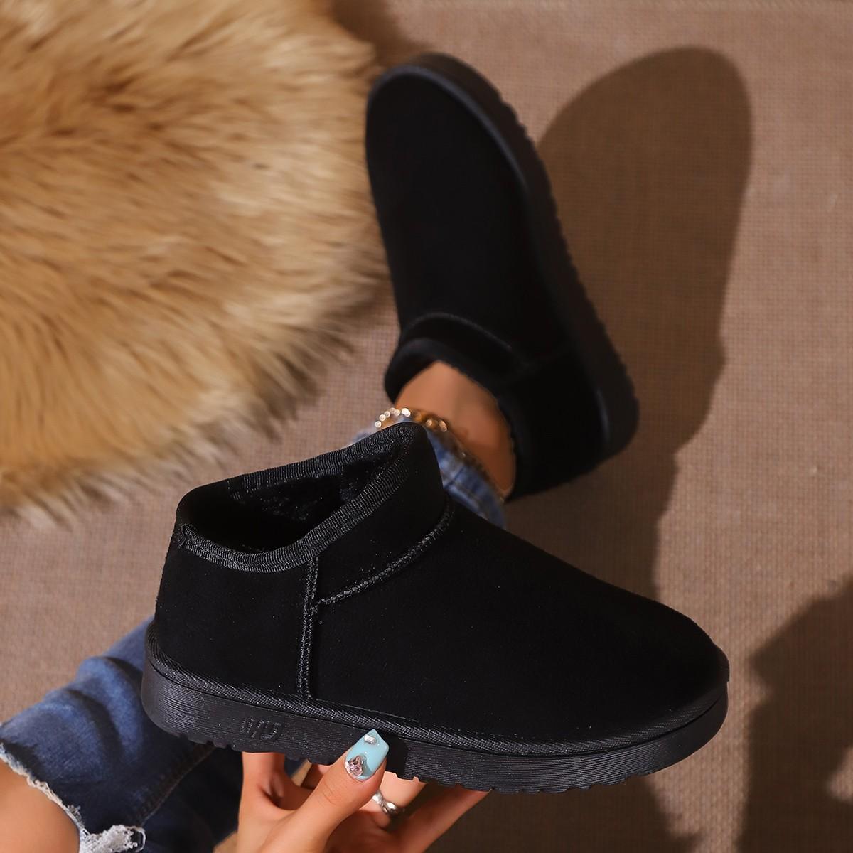 

Foreign trade large size retro Northeast platform cotton shoes 2024 winter popular fashion outer wear velvet warm snow boots women 35 чёрный