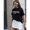 Hirsionsan Simpic Buchstaben bedrucktes T-Shirt Damen Sommer Neu Baumwolle Weich Kurzarm T-Shirts Damen Übergroß Higt Street Gothic Oberteile