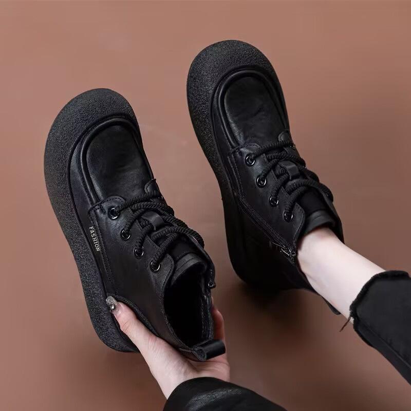 Thick-soled Boots, Women's Shoes, Fleece Boots, New Height-increasing Ankle Boots, Retro Boots