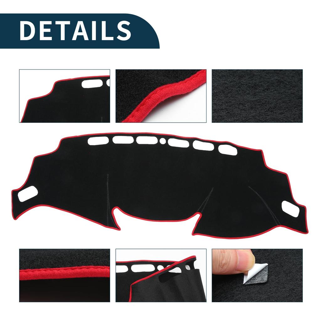TUCKBOLD Compatible with Nissan X-TRAIL T32 Dashboard Mat/Dashboard Cover, Foldable Center Console Dashboard Mat, Black/Red with Stickers, 1 Set