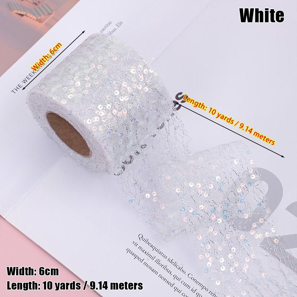 1Roll Party Decoration Sequin Ribbon Roll Seersucker Embroidery Organza Headdress Bow Material Coloful 10Yards 6cm