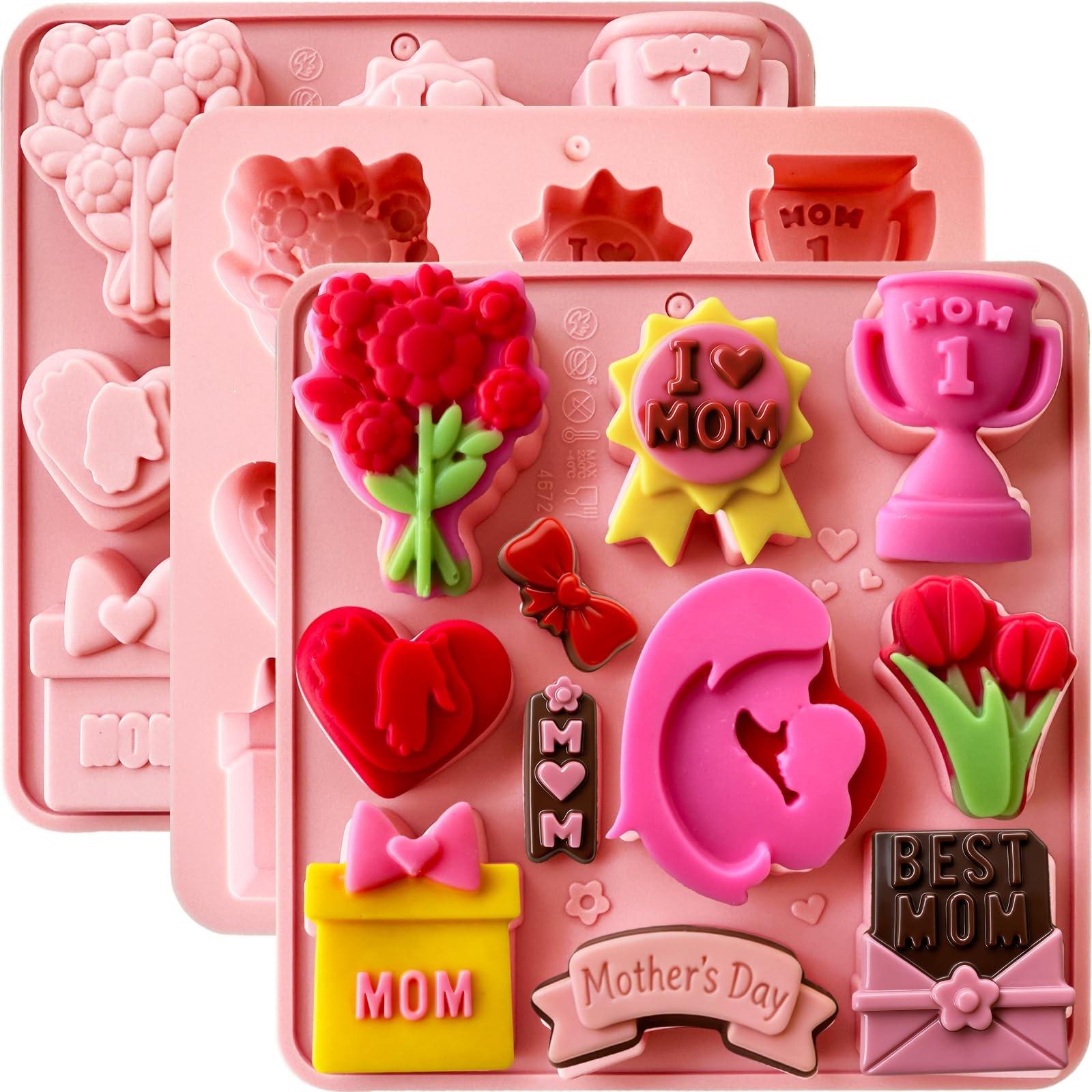 

12 Mother s Day Theme Modeling Candy Chocolate Pudding Cake Drip Glue Holiday Baking Silicone Mold One Size чёрный