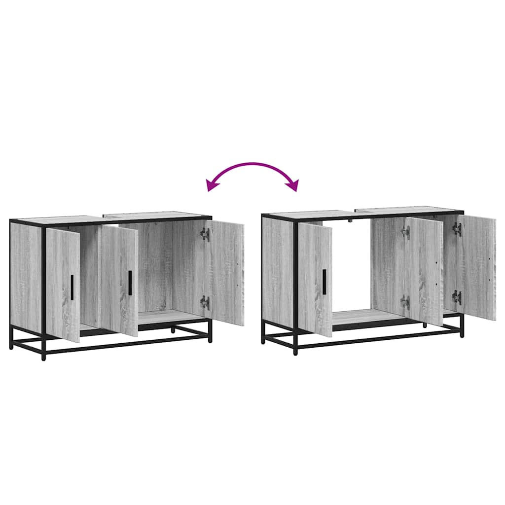 Bathroom Vanity Unit Grey Sonoma 90 X 33 X 60 Cm Particleboard