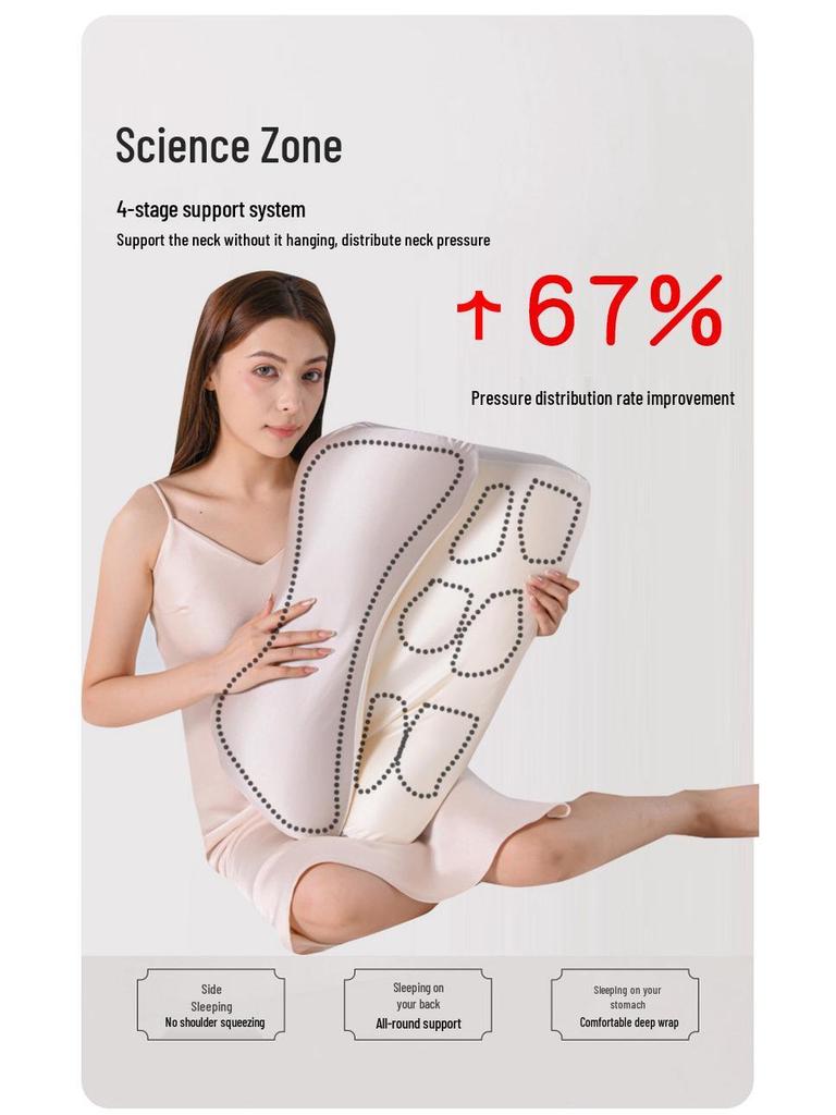 Seamless Deep Sleep Neck Pillow - Zero Pressure, Slow Rebound, Side Sleeper, Cervical Support, Washable.