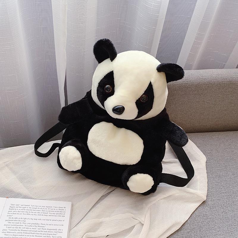 Girl Cartoon Panda Double Shoulder Backpack children's plush doll school bag women bag kindergarten school bag