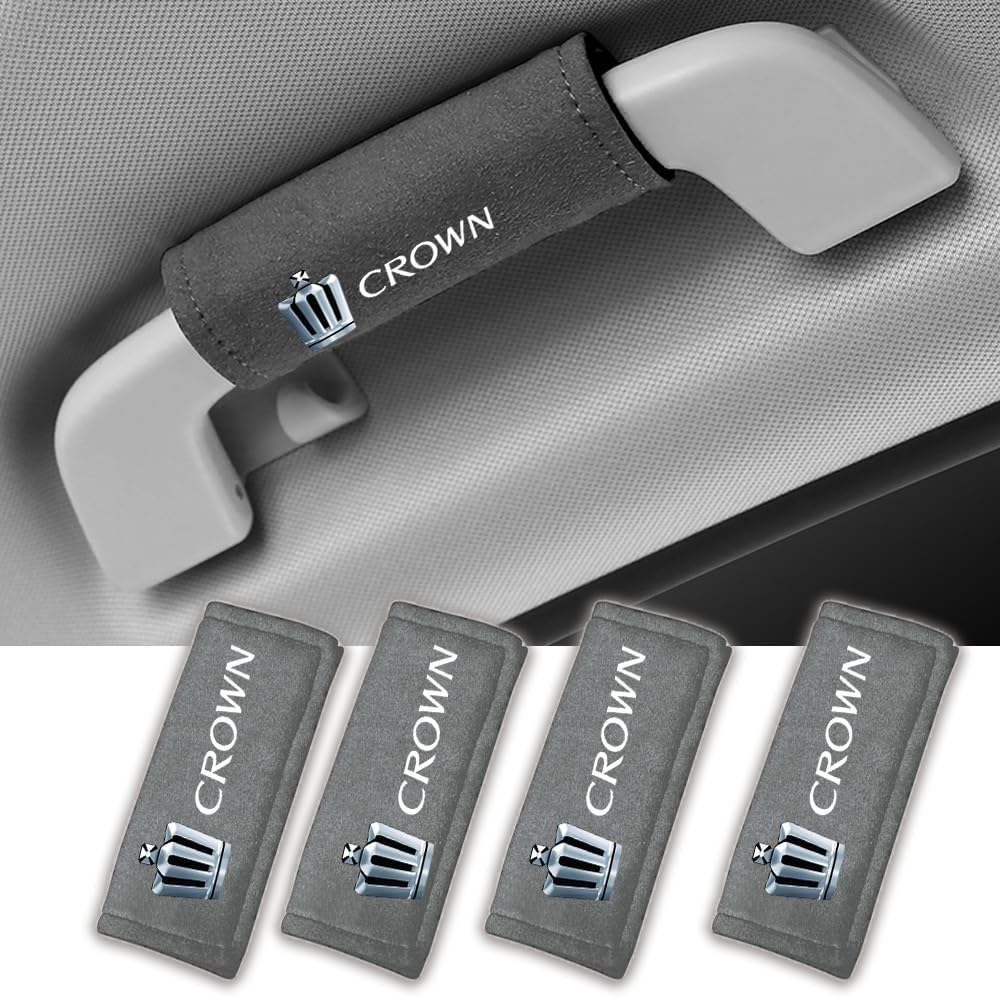 Fumezu Assist Grip Compatible with Toyota Protective Grips with Driver and Passenger Side Grip Universal Easy Car Set of 4 Covers, Crown, Velcro,