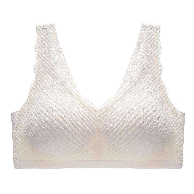 Women Skin Friendly Seamless Bubble Lace Push Up Gathering Beauty Back Camisole Bra