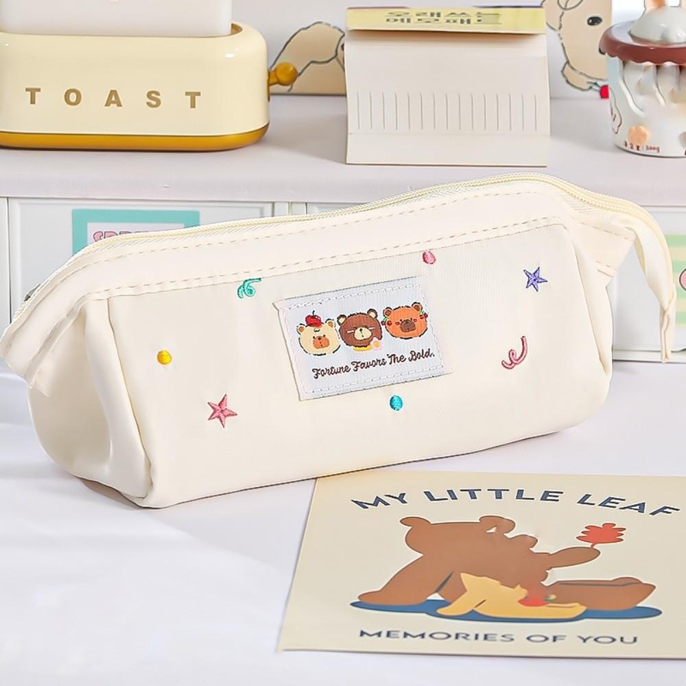 Embroidered Kawaii Pencil Bag Large Capacity Pen Pencil Case Stationery Bag  Student