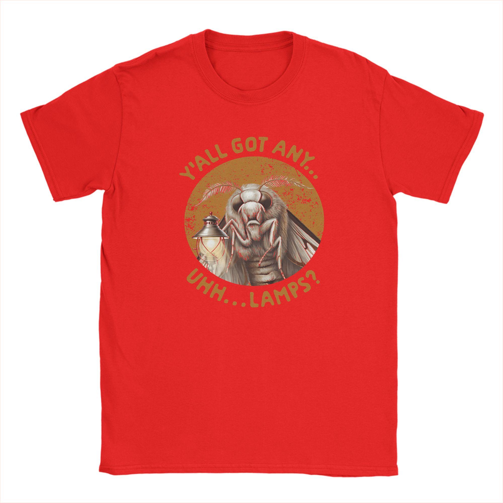Moth Yall Got Any Lamps Meme T Shirts for Men Cotton Novelty T-Shirts Crewneck Tees Short Sleeve Tops Printed S