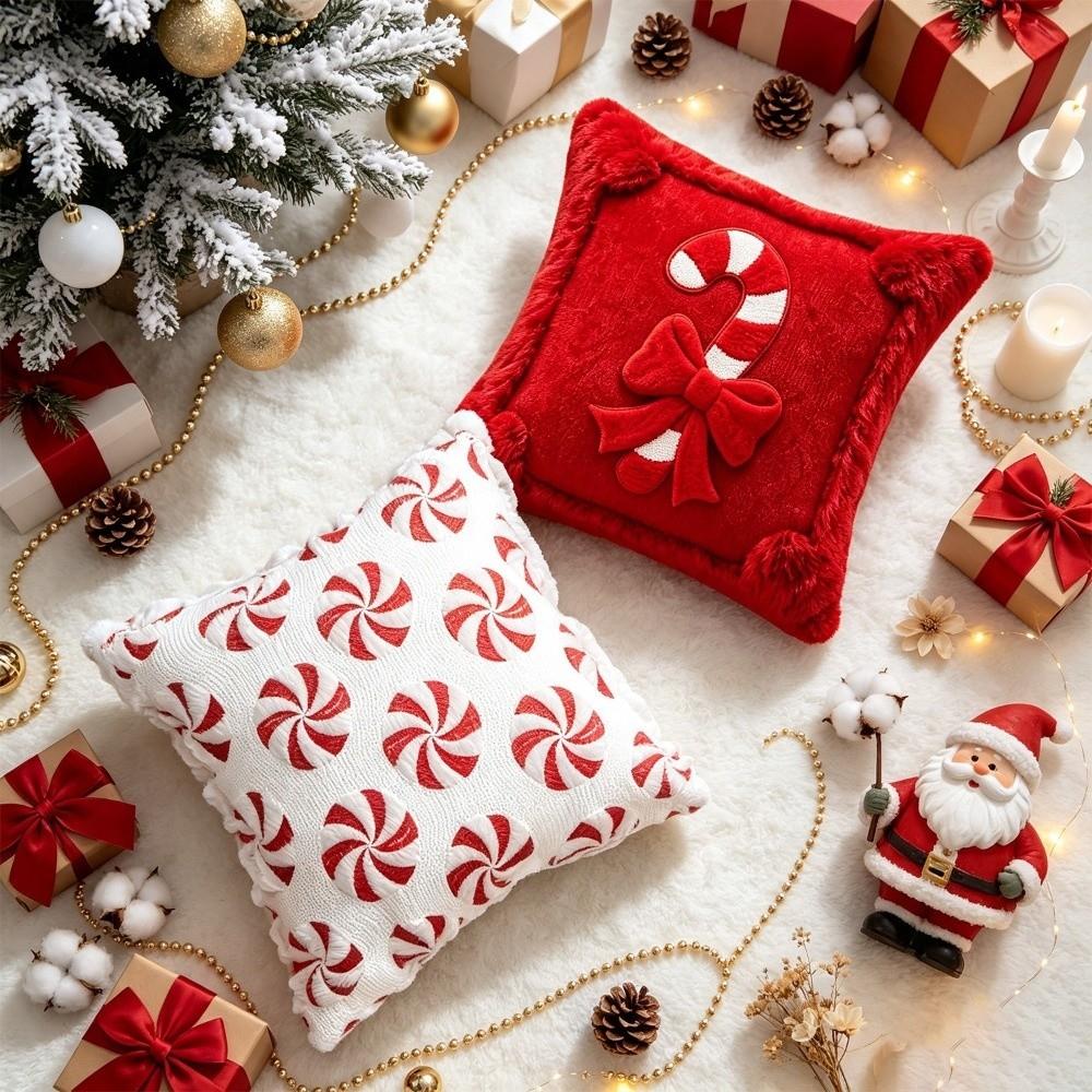 Breathable Bowknot Pillow Cover 45x45cm Plush Pillow Case Christmas Pillowcases Christmas Decor