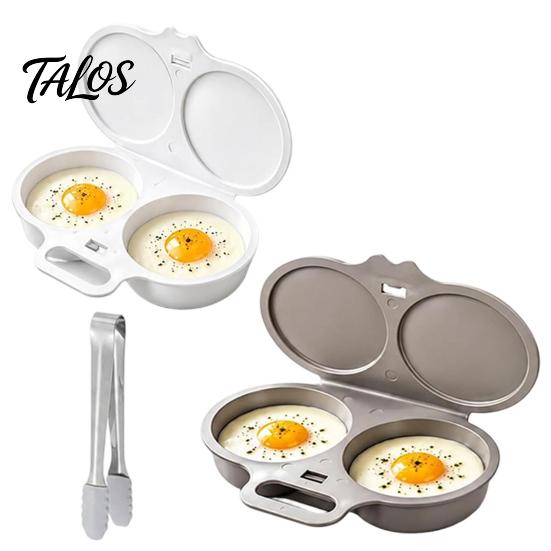 Compact Microwave Steamer Dual Cavity Egg Poacher with Lid And Handle, Food Grade Plastic Durable Poaching Cup Steamer, Oil-free Cooking