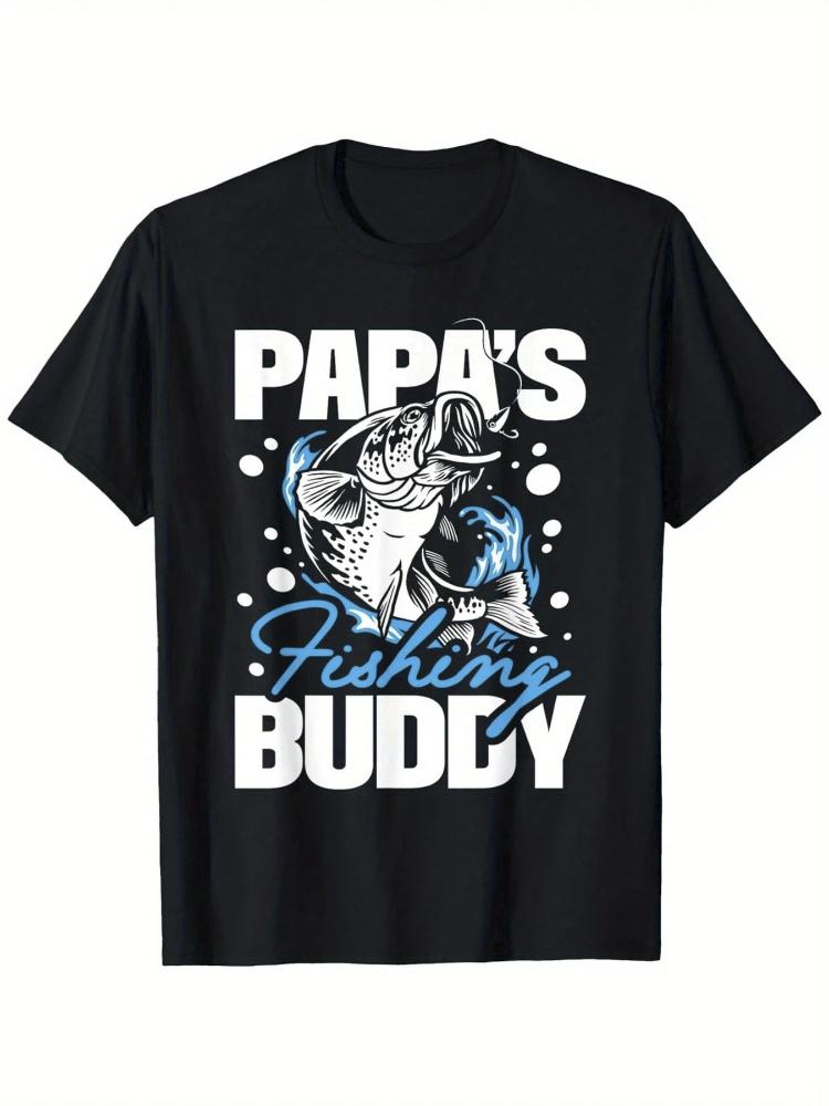 

Papas Fishing Buddy Graphic TShirt 100 Cotton ONeck Short Sleeve Summer Casual Mens Tshirt Streetwear 4XL