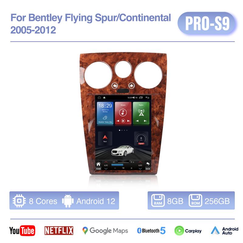 12.1Inch For Bentley Flying Spur/Continental 2005-2012 Android12 MediaCarPlayer GPS Navigation 8Core 8+256G CarPlay 4G 360Camera