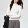 Soft Brushed Cotton T-Shirt Women Fall Winter Long Sleeve Slim Fit Stand Collar Base Layer Top