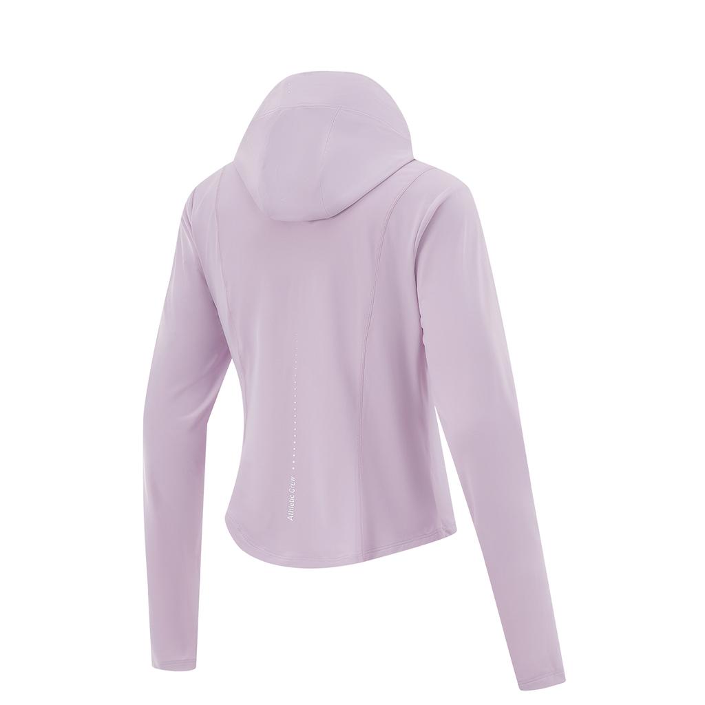 Li Ning Ice Silk Cool Comfort Casual Simple Solid Color Versatile Hooded Zipper Jacket Women Jacket Twilight-Purple AFDVE40-4