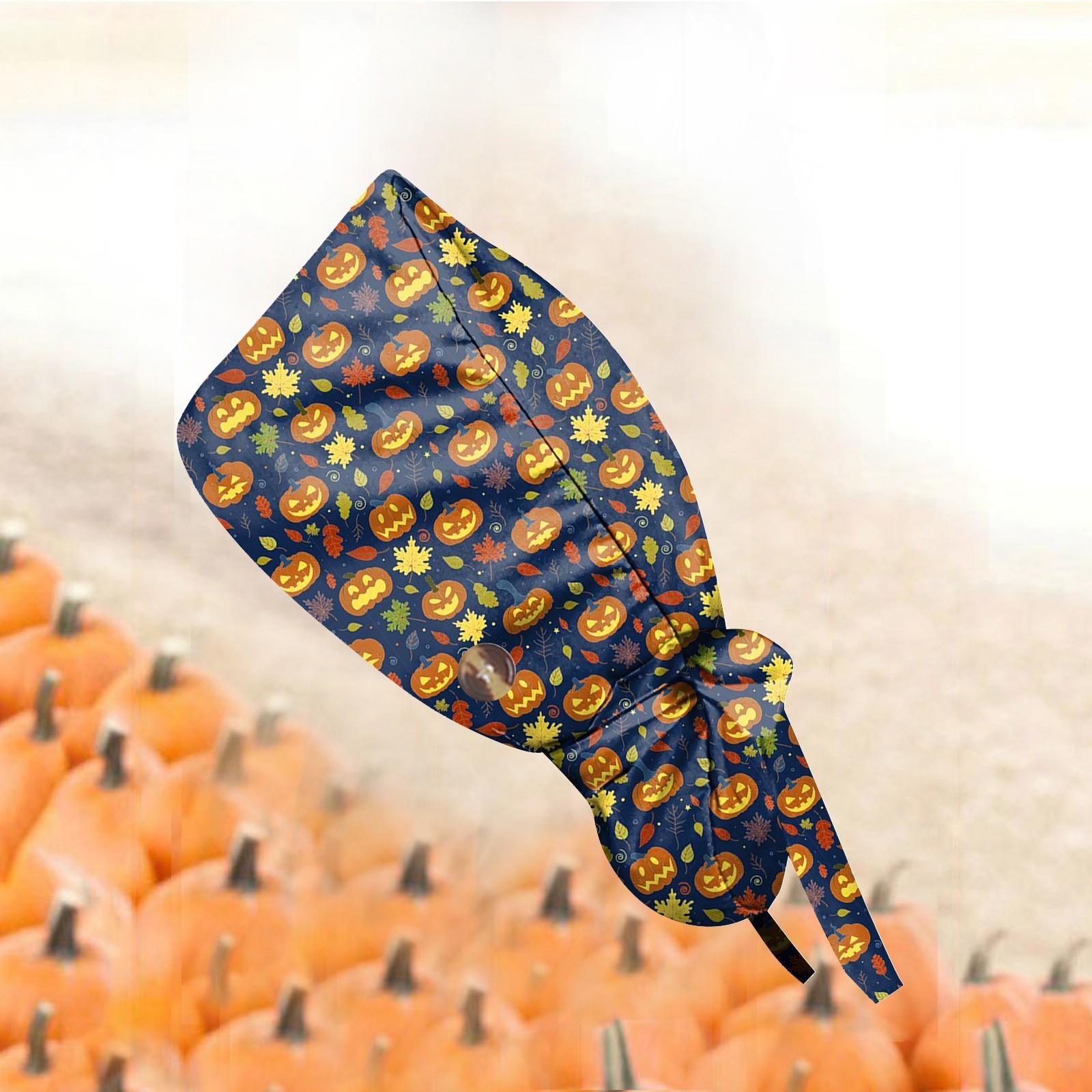 

Baotou Surgical Caps Halloween Print Pharmacy Pet Hospital Women Doctor Surgery Hat Nurse Doctor Hat Buckle Medical Accessories One Size темно-зелений колір