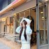 White duck down big fur collar down jacket women's short waist small jacket small waist medium and short
