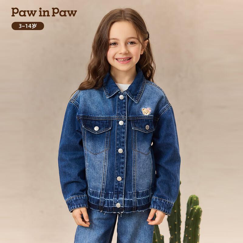 Джинсовая куртка с лацканами для девочек PawinPaw с мультяшным мишкой 120