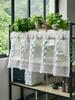 Leaves Short Sheer Tier Curtains Green Leaf Embroidery Kitchen Half Curtain Rod Pocket