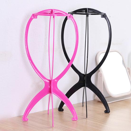 Collapsible Plastic Wig Stand Easy Assembly Portable Travel Folding Wig Head Multi-purpose Hat Display Rack Wig Styling Dryer Holder Wig Accessories